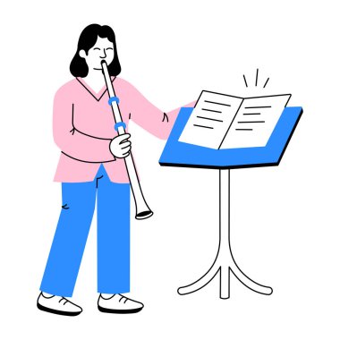 Bir obuacı betimleyen Doodle biçimi illüstrasyonu 