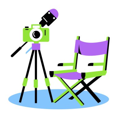 Bir podcast stüdyosunu gösteren şişman çizimi 