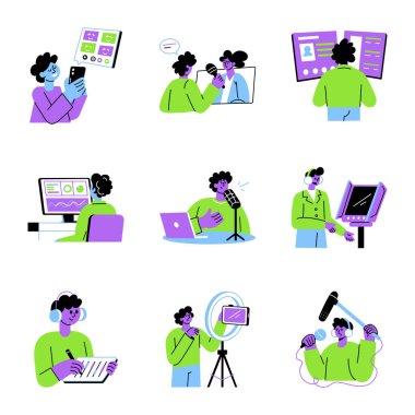 Düz Biçim Ortam Çizimlerinin Paketi 