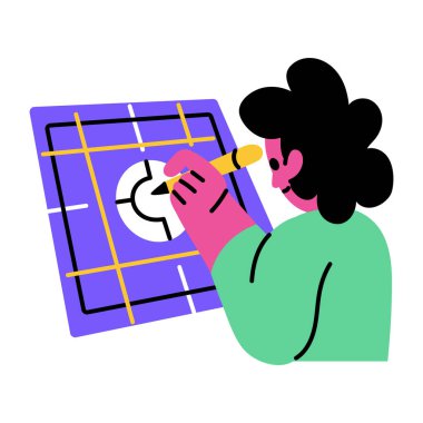 Yol aracını kullanan bir karakteri tasvir eden düz biçim çizimi