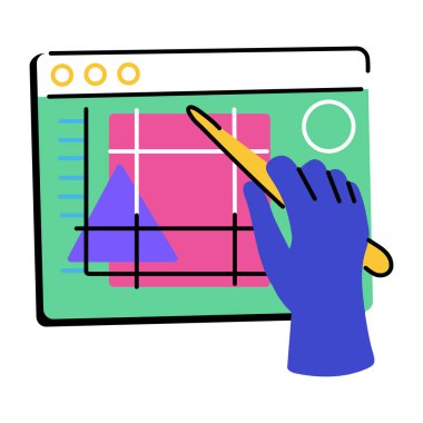 Web sitesi tasarımı gösteren düz bir illüstrasyon 