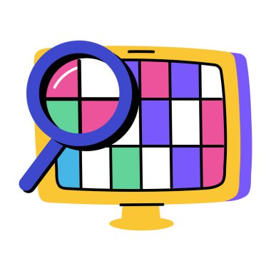 Bir yakınlaştırma lensini betimleyen düz bir resim 