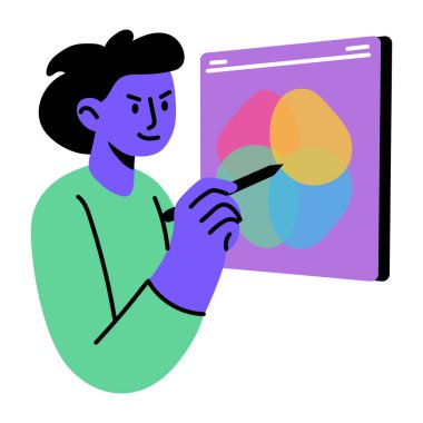 Harmanlama aracı, düz biçim illüstrasyonu kullanan bir kişi 