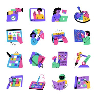 Yaratıcılık Düz Biçim Resimleri Paketi 