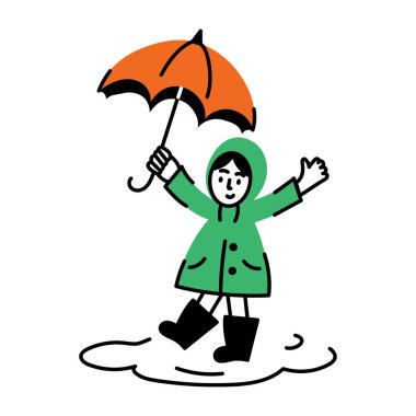  Yağmurdan hoşlanmanın karalama stili çizimi