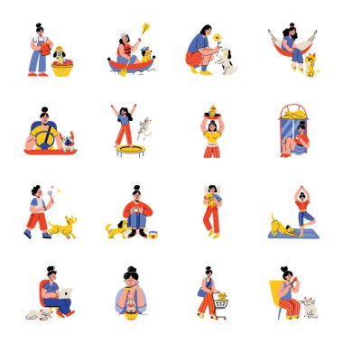 Düz Stil Evcil Hayvan Aşk Resimleri 