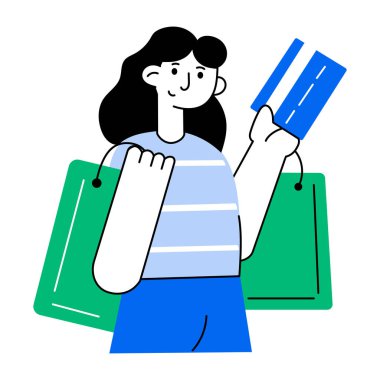 Mutlu bir müşteriyi gösteren düz stil çizimi