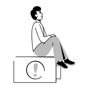  Yorgun bir insanın karalama tarzı çizimi 