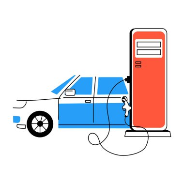 Benzin dolgusunun el çizimi tasviri