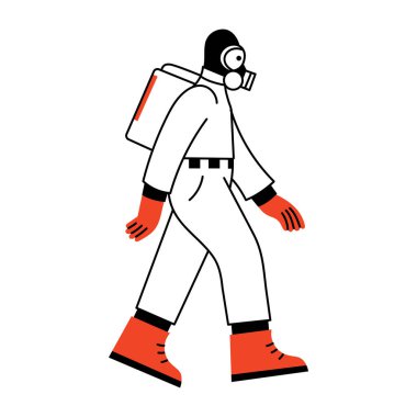 Elektrik tesisatı üzerinde çalışan bir elektrikçiyi gösteren bir çizim stili çizimi