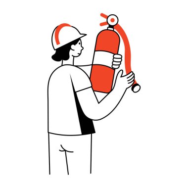 Elektrik tesisatı üzerinde çalışan bir elektrikçiyi gösteren bir çizim stili çizimi