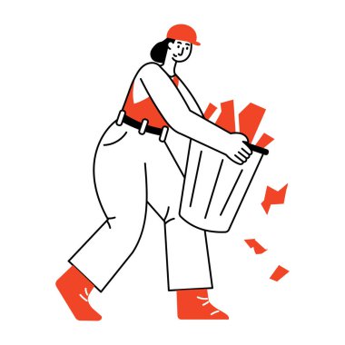 Elektrik tesisatı üzerinde çalışan bir elektrikçiyi gösteren bir çizim stili çizimi