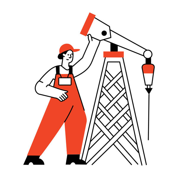 A drawing style illustration showing oil industry 