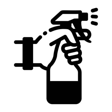 Püskürtücüyü gösteren bir kabartma biçimi simgesi