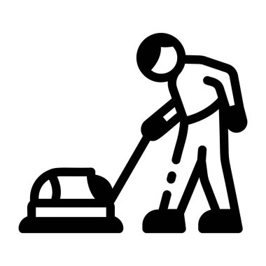 Bir karakter süpürme halısını gösteren doğrusal bir simge 