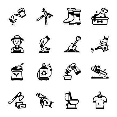 Ev İşleri Paketi Dolu Biçim Simgeleri 