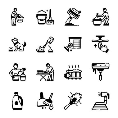 Temizleme Araçları Dolu Biçim Simgeleri 