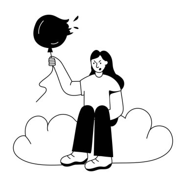 Bir kişinin kontrolünü kaybettiğini gösteren dolu bir biçim illüstrasyonu 