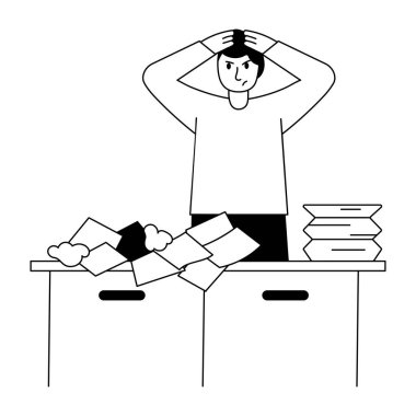 Bir kişinin iş stresi yaşadığını gösteren bir kabartma tasviri 