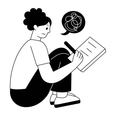 Yansıtıcı yazı yazanı gösteren bir kabartma biçimi çizimi 