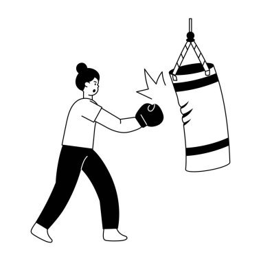 Boks yapan birini gösteren bir kabartma çizimi 