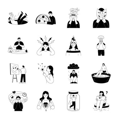 Stres Yönetimi Çizimlerinin Koleksiyonu 