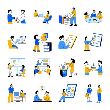 Düz Stil Ofis Resimleri Koleksiyonu 