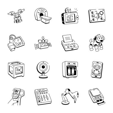 Teknoloji Yenilikleri Paketi Doodle Simgeleri 