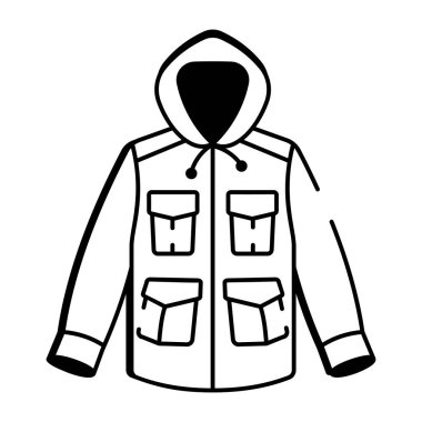 Avcı ceketini temsil eden bir el çizimi simgesi