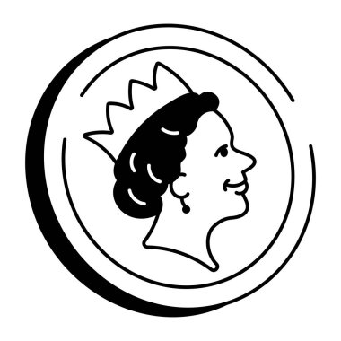 İngiliz sikkesini tasvir eden yarım yamalak bir biçim simgesi