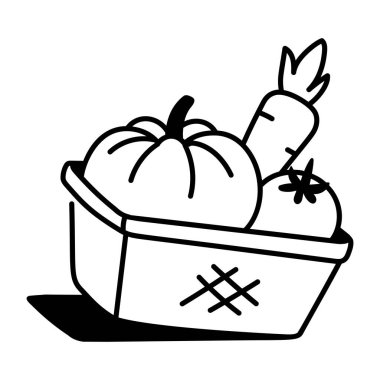 Yemek sepeti tasvir eden karalama tarzı bir simge  