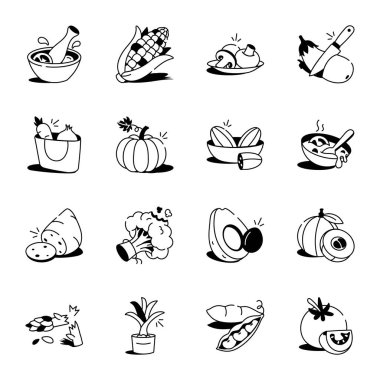 Organik Sebze Paketi Simgeleri Çiziyor 