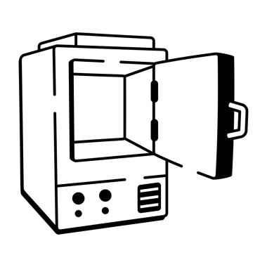 Elektrikli fırın cihazının yarım yamalak bir simgesi