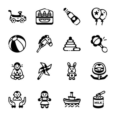 Bebek Oyuncakları Doğrusal Biçim Simgelerinin Simgeleri 