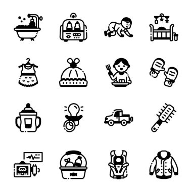 Bebek Sanatı Şekil Simgelerinin Koleksiyonu 