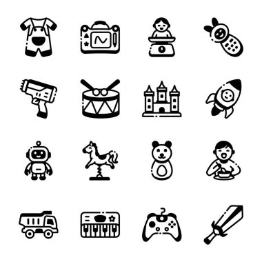 Yeni Doğan Aksesuar Paketi Kabartma Simgeleri 