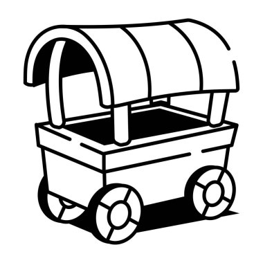 Tüccar vagonunu tasvir eden yarım yamalak bir simge