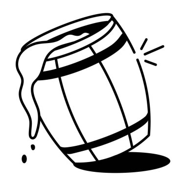 Tahta fıçıyı gösteren bir el çizimi simgesi