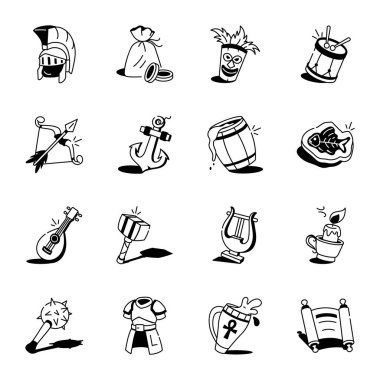 Tarihi Sanat Çizim Biçimi Simgeleri Kümesi 