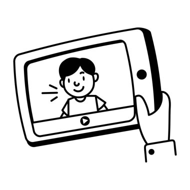 Video klibini temsil eden bir doodle biçimi simgesi