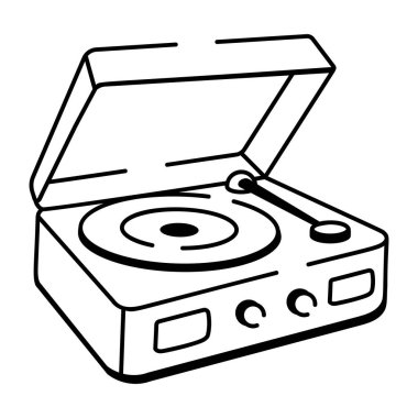 Vinil oynatıcıyı gösteren bir el çizimi biçim simgesi