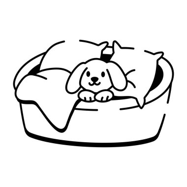 Yavru köpek yatağını temsil eden bir çizim tarzı simgesi