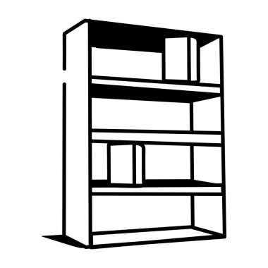 Kitap rafını temsil eden yarım yamalak bir biçim simgesi