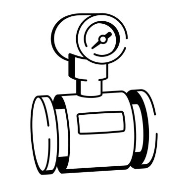 Akış ölçer ve ölçü gösteren bir çizim biçimi simgesi,
