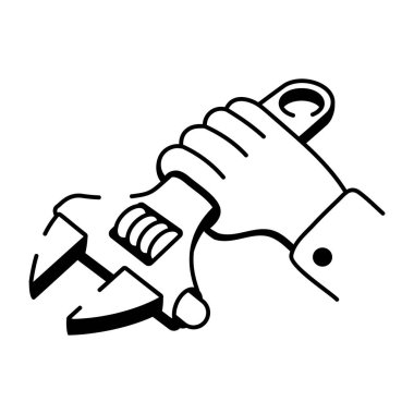 İngiliz anahtarını gösteren bir el çizimi simgesi