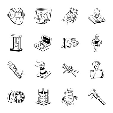 Endüstriyel Makine Çizim Biçimi Simgeleri Paketi 