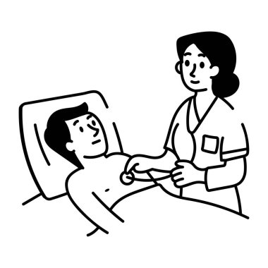 Hasta kontrolünü gösteren bir el çizimi biçim simgesi