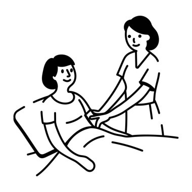 Bakıcıyı temsil eden bir el çizimi biçim simgesi