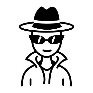 Yabancı bir casus figürünü simgeleyen çizim tarzı bir simge