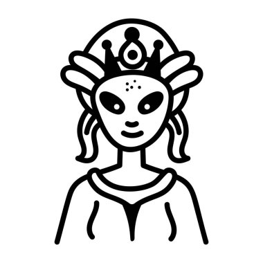 Yabancı bir kraliçeyi gösteren yarım yamalak bir simge